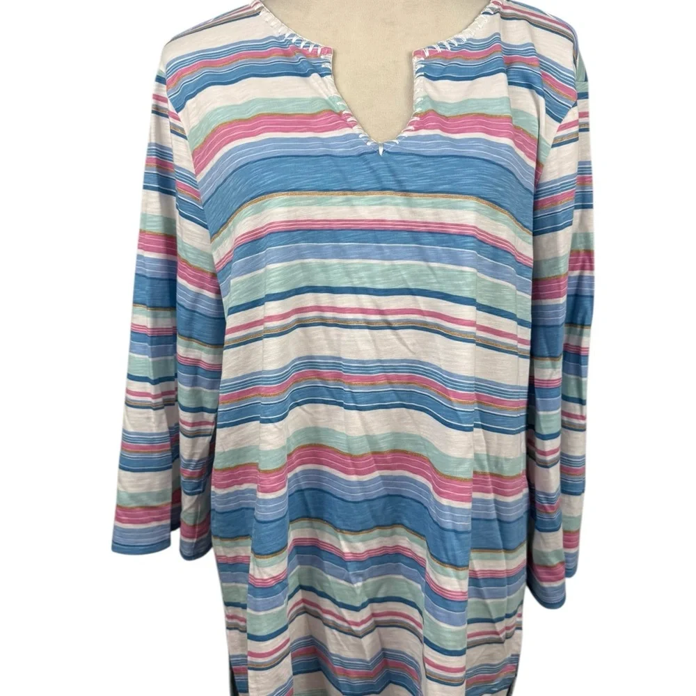 Tommy Bahama Pima Cotton Striped top size XL - Picture 2 of 12